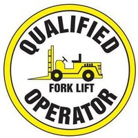 Accuform LHTL340 Hard Hat Stickers: Qualified Forklift Operator