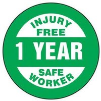 Accuform LHTL361 Hard Hat Stickers: Injury Free Safe Worker