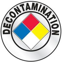Accuform LHTL644 2-1/4"" Emergency Response Reflective Helmet Sticker: Decontamination Yellow Reflective Sheet