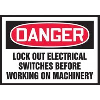 “3-1/2" x 5" Safety Label "Lock Out Electrical..."“