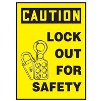 Accuform LLKT412 OSHA Caution Lockout/Tagout Label: Lock Out For Safety