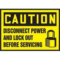 Accuform LLKT604XVE OSHA Caution Lockout/Tagout Label: Disconnect Power And Lock Out Before Servicing