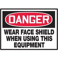 Accuform LPPE131VSP OSHA Danger Safety Label: Wear Face Shield When Using This Equipment