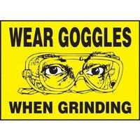 Accuform LPPE511VSP Safety Label: Wear Goggles When Grinding