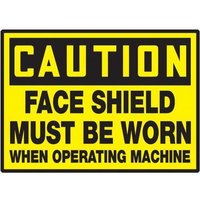 Accuform LPPE614XVE OSHA Caution Safety Label: Face Shield Must Be Worn When Operating Machine