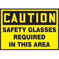 Accuform LPPE617XVE OSHA Caution Safety Label: Safety Glasses Required In This Area