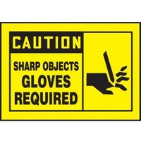 Accuform LPPE621VSP OSHA Caution Safety Label: Sharp Objects - Gloves Required