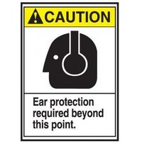 Accuform LPPE630XVE ANSI Caution Safety Label: Ear Protection Required Beyond this Point