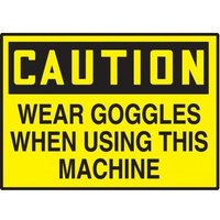 Accuform LPPE796VSP OSHA Caution Safety Label: Wear Goggles When Using This Machine