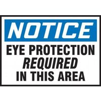 Accuform LPPE808XVE OSHA Notice Safety Label: Eye Protection Required In This Area