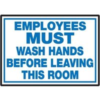 Accuform LRST511XVE Safety Label: Employees Must Wash Hands Before Leaving This Room