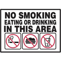 Accuform LSMK511VSP Safety Label: No Smoking Eating Or Drinking In This Area
