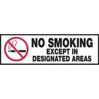 Accuform LSMK526VSP Safety Label: No Smoking Except In Designated Areas