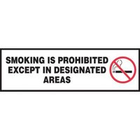 Accuform LSMK577XVE Safety Label: Smoking Is Prohibited Except In Designated Areas