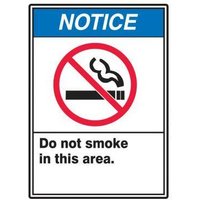 Accuform LSMK800VSP ANSI Notice Safety Label: Do Not Smoke In This Area