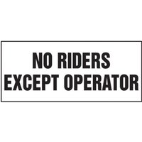 Accuform LVHR537XVE Safety Label: No Riders Except Operator