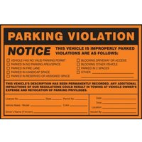Accuform LVHR576 Parking Violation Labels: Notice - This Vehicle Is Improperly Parked - Violations Are As Follows