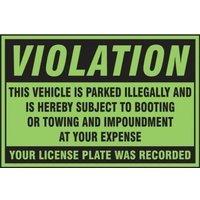Accuform LVHR578 Parking Violation Labels: Violation - This Vehicle Is Parked Illegally And Is Hereby Subject To Booting Or Towing