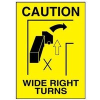 Accuform LVHR611RFE Caution Safety Label: Wide Right Turns