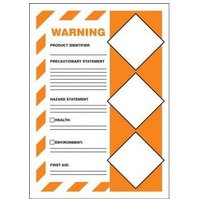 Accuform LZH304VSP 10"" x 7"" GHS Secondary Container Labels: Warning, 3 Diamonds on Right Red/White Adhesive Vinyl