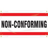 Accuform MBC115 28"" x 4-ft. Quality Control Ceiling Banner: Non-Conforming, Aluminum