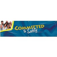 Accuform MBR304 28"" x 8-ft Campaign Kick-Off Banner: Committed To Safety, Reinforced Vinyl