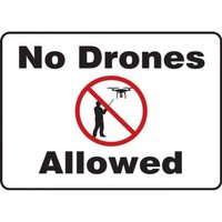Accuform MDRN501VP 10"" x 14"" Safety Sign: No Drones Allowed, Plastic