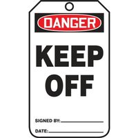 Safety Tags, DANGER KEEP OFF, 5.75in x 3.25in, PF-Cardstock, 25PK