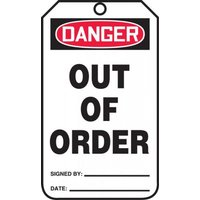 Accuform MDT167PTP OSHA Danger Safety Tag: Out of Order