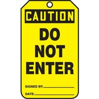 Safety Tags, CAUTION DO NOT ENTER, 5.75in x 3.25in, RP-Plastic, 5PK