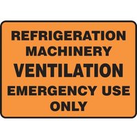 Accuform MEQT502VP 10"" x 14"" Safety Sign: Refrigeration Machinery Ventilation Emergency Use Only, Plastic