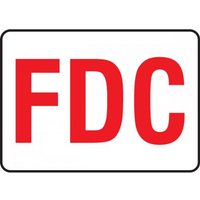 FDC (Red On White), Dura-Plastic, 10 in x 14 in, Mounting Holes