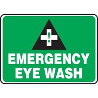Accuform MFSD413XT 14"" x 20"" Safety Sign: Emergency Eye Wash, Dura-Plastic