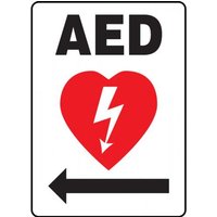 Accuform MFSD418VP Safety Sign: AED (Automated External Defibrillator Left Arrow)