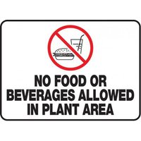 Accuform MHSK537XV Safety Sign: No Food Or Beverages Allowed In Plant Area