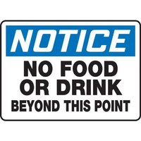 Accuform MHSK813XP OSHA Notice Safety Sign: No Food Or Drink Beyond This Point