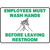 Accuform MHSK968XP Safety Sign: Employees Must Wash Hands Before Leaving Restroom