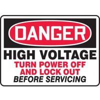 Accuform MLKT011VA OSHA Danger Safety Sign: High Voltage - Turn Off Power And Lock Out Before Servicing