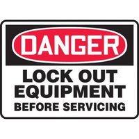 Accuform MLKT014XV OSHA Danger Safety Sign: Lock Out Equipment Before Servicing