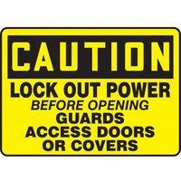 Accuform MLKT625XT OSHA Caution Lockout/Tagout Sign: Lock Out Power Before Opening Guards...