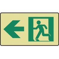 Accuform MLNY507 Glow-In-The-Dark Safety Sign: (Exit And Left Arrow Graphic)
