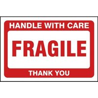 Accuform MPC104 International Shipping Label: Handle with Care Fragile Thank You