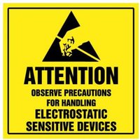 Accuform MPC326 2"" x 2"" ESD Shipping Label: Attention - Electrostatic Sensitive Devices, PF-Cardstock