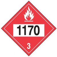 Accuform MPL742VP10 10-3/4"" x 10-3/4"" 4-Digit DOT Placards: Hazard Class 3 - 1170 (Ethyl Alcohol), Plastic