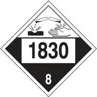 Accuform MPL781VP10 10-3/4"" x 10-3/4"" 4-Digit DOT Placards: Hazard Class 8 - 1830 (Sulfuric Acid), Plastic