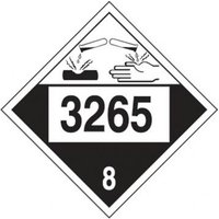 Accuform MPL787VP10 10-3/4"" x 10-3/4"" 4-Digit DOT Placard: Hazard Class 8 - 3265 (Organic Acidic Corrosive Liquid), Plastic