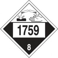 Accuform MPL789VP10 10-3/4"" x 10-3/4"" 4-Digit DOT Placard: Hazard Class 8 - 1760 (Corrosive Solid), Plastic