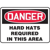 Accuform MPPE087XP OSHA Danger Safety Sign: Hard Hats Required In This Area