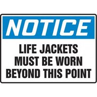 Accuform MPPE875XP 10"" x 14"" OSHA Notice Safety Sign: Life Jackets Must Be Worn Beyond This Point, Accu-Shield