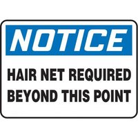 Accuform MPPE888VS 10"" x 14"" OSHA Notice Safety Signs: Hair Net Required Beyond This Point, Adhesive Vinyl